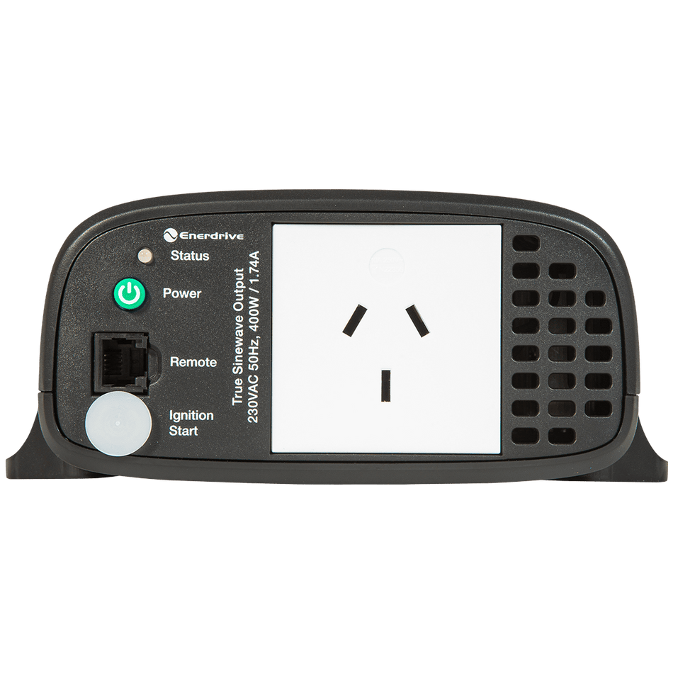 AC output panel featuring Australian socket, power button and status indicators