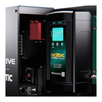 Detailed view of the integrated Enerdrive 40A DC2DC ePOWER battery charger digital display