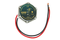 Enerdrive battery watch monitor with status LEDs, hexagonal housing and red and black wiring