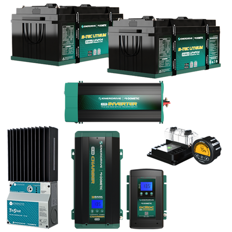 Enerdrive B-TEC lithium battery bundle with chargers, 2600W inverter and ePRO PLUS monitor