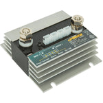 Angled view of Enerdrive 200A battery guard showing heavy duty terminals, heatsink fins and control wiring ports