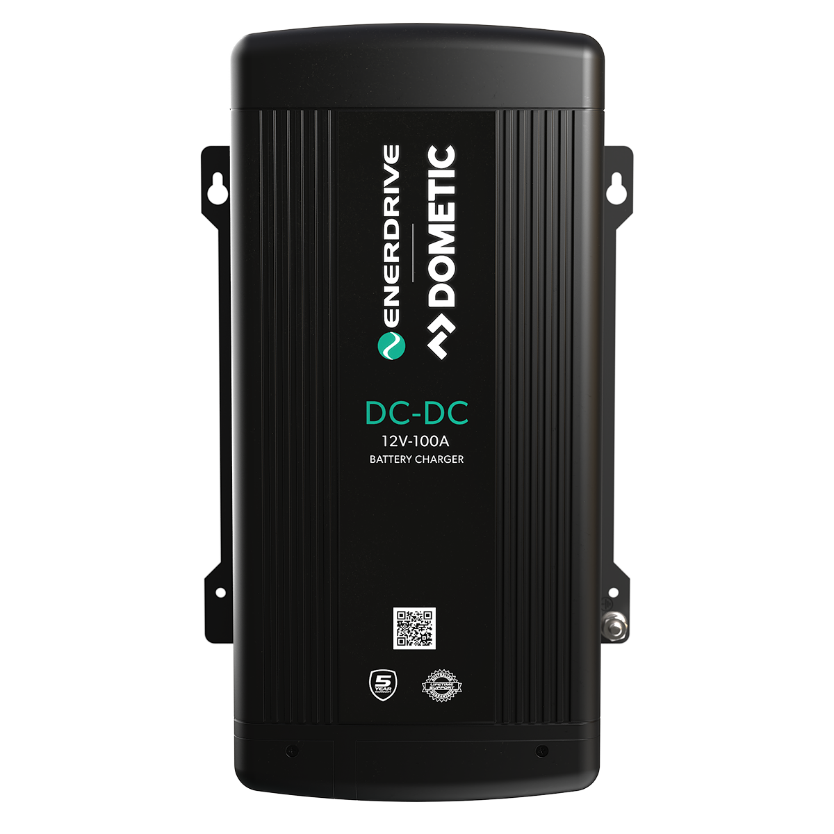 Front view of the Enerdrive EN3DC100 12V 100A DC-DC battery charger
