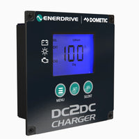Remote control LCD unit for the DC-DC charger showing charging status