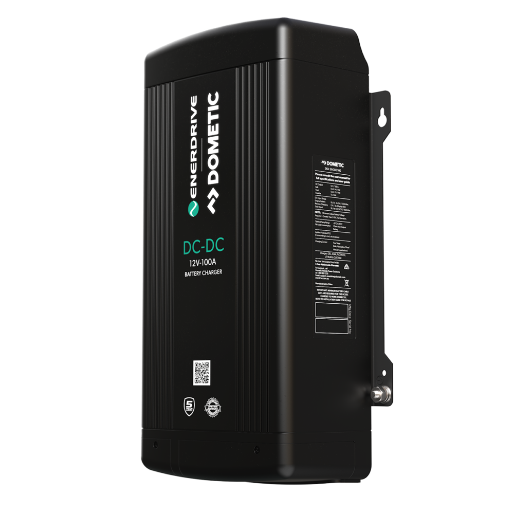 Technical specification label on the side of the Enerdrive charger