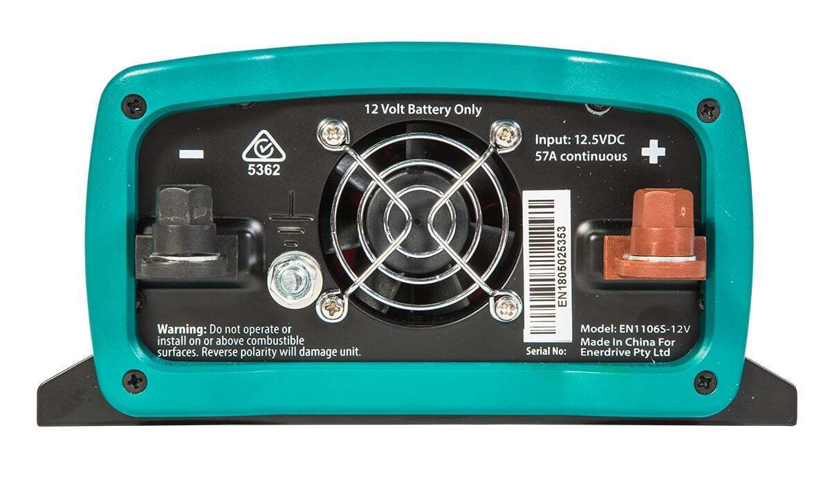 Rear view of inverter showing DC input terminals and cooling fan