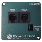 Front view of Enerdrive ignition remote module featuring remote port, display port and 12V ignition input