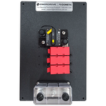 Enerdrive power distribution module featuring a 120A circuit breaker and fuse holders on a black ABS backboard