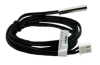 Coiled 1m temperature sensor cable with stainless steel probe and white Molex connector