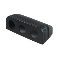 Black plastic triple socket housing for surface mounting accessory outlets