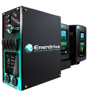 Perspective view of the Enerdrive Traveller canopy power system showing the control panel and dual battery chargers