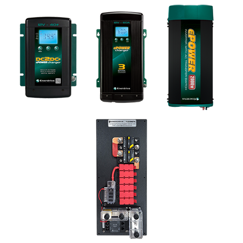 Enerdrive DIY kit including 40A DC-DC charger, 60A AC charger, 2000W inverter and DC distribution board