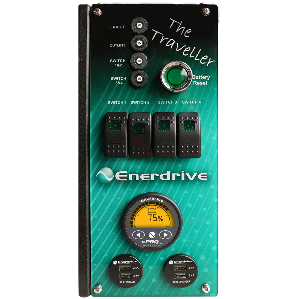 Front control panel with integrated ePRO+ battery monitor, USB ports, and rocker switches