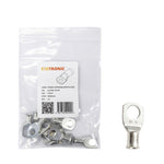 10 pack of Exotronic 10mm2 tinned copper lugs with M8 stud hole in clear packaging with one loose lug