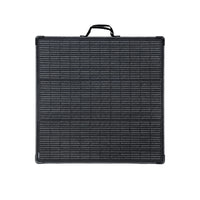 Front view of 200W ultra-light folding solar panel showing black cells and integrated handle