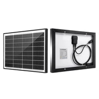 Side-by-side front and back views of the Exotronic 20W fusion solar panel