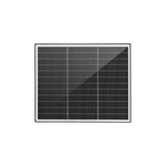 Front view of the Exotronic 75W Fusion fixed solar panel with black anodised aluminium frame