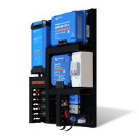 Angled view of Exotronic Noosa 50 Plus pre-wired power board with Victron components