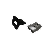 Black flush mount panel and grey 50A Anderson plug connector components
