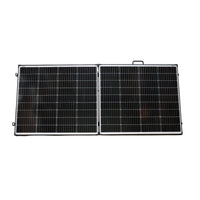 Folded portable solar panel unit with carry handle and latches