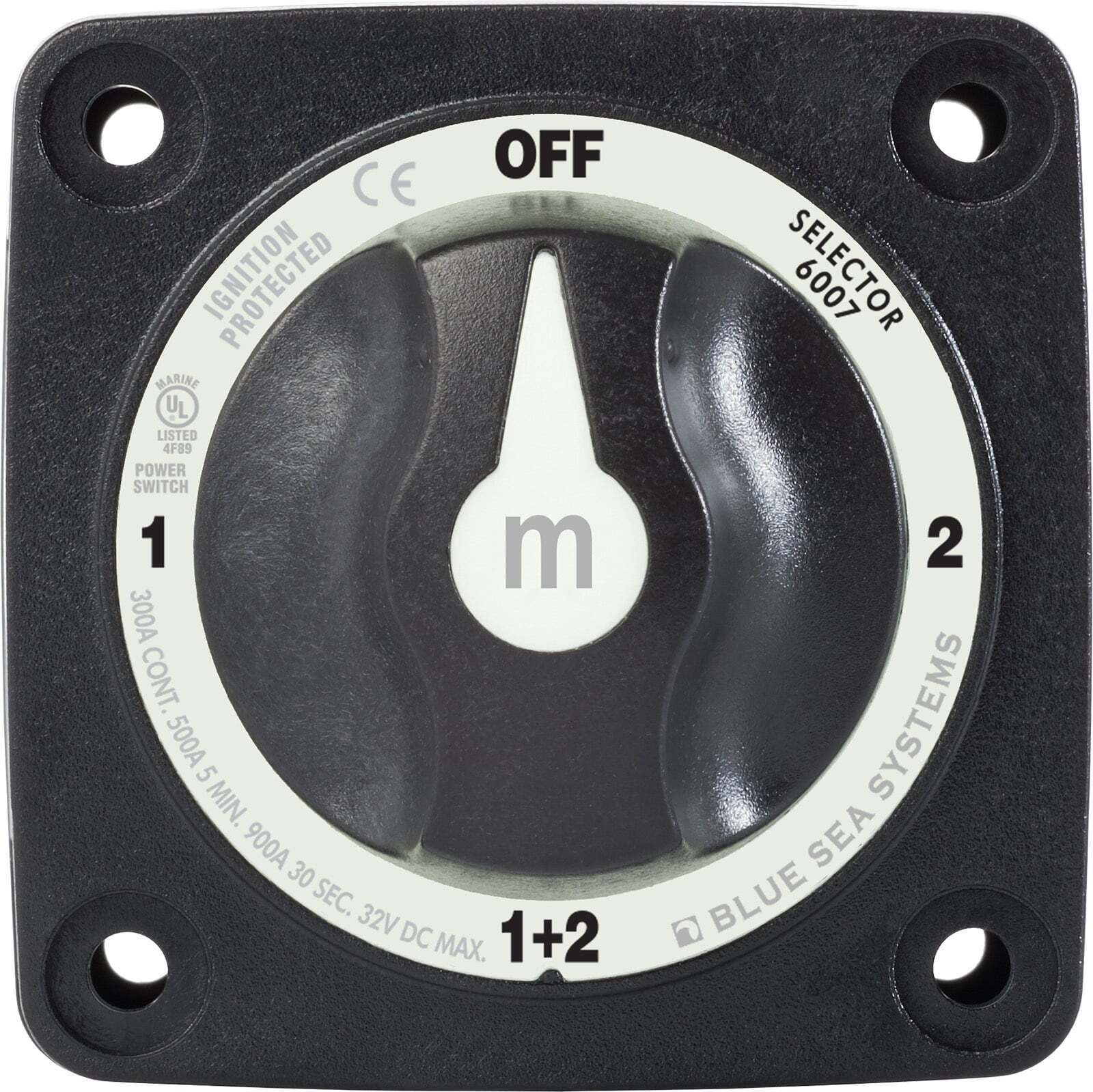Close-up of switch dial showing position indicators and amperage ratings