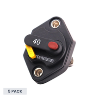 Exotronic 40A Mini Panel Mount Waterproof DC Circuit Breaker - 5 Pack