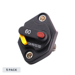 Exotronic 60A Mini Panel Mount Waterproof DC Circuit Breaker - 5 Pack
