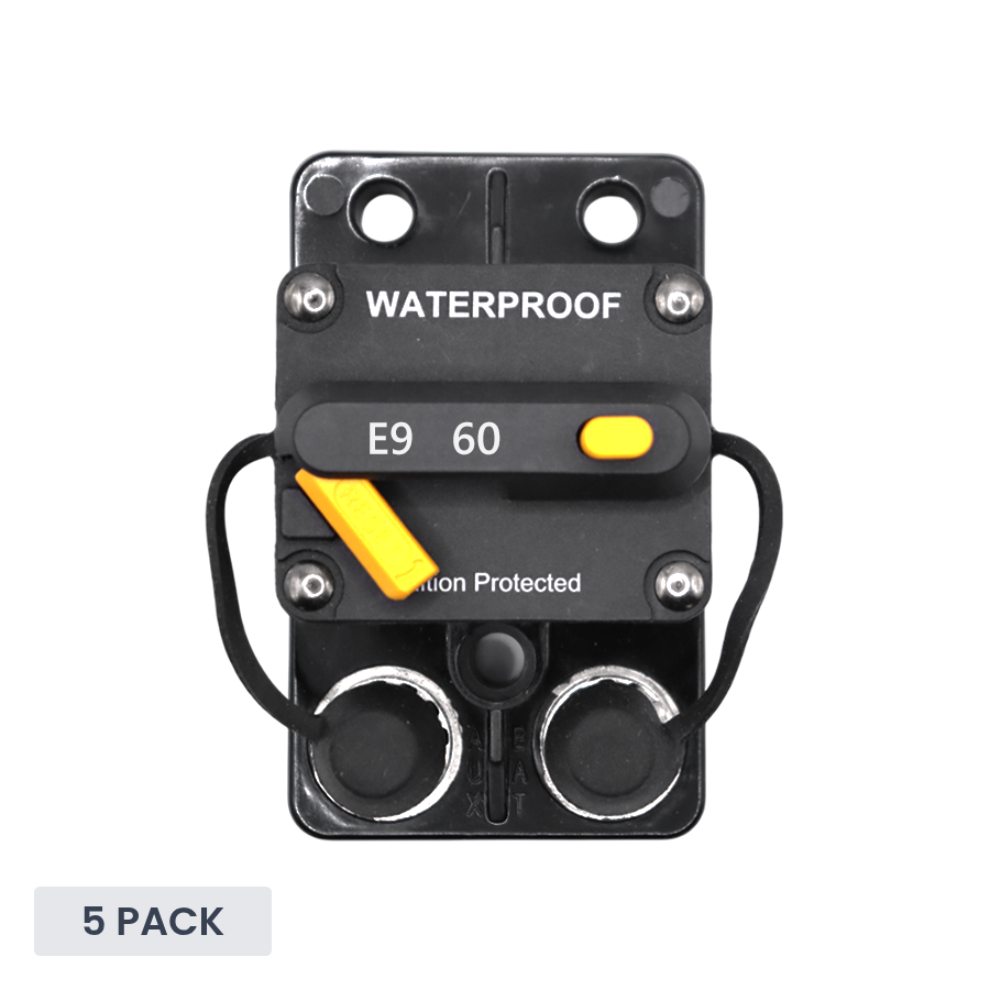 Exotronic 60A Surface Mount Waterproof DC Circuit Breaker - Side by Side - 5 Pack