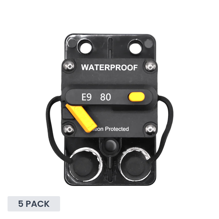Exotronic 80A Surface Mount Waterproof DC Circuit Breaker - Side by Side - 5 Pack
