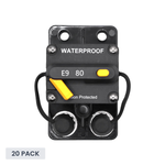 Exotronic 80A Surface Mount Waterproof DC Circuit Breaker - Side by Side - 20 Pack