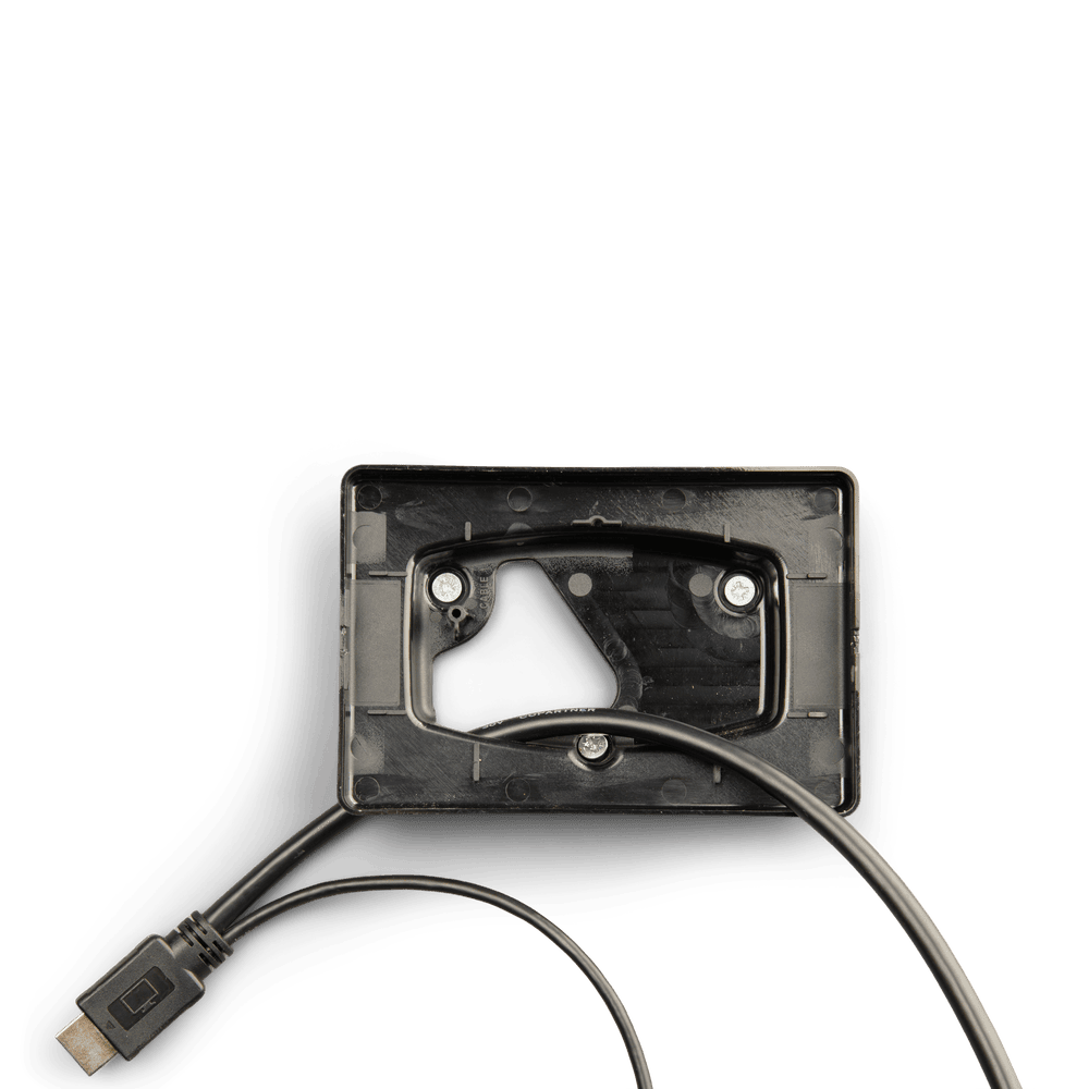 Rear view of GX Touch 70 bracket with cables routed through the central aperture