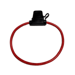 Red 10AWG inline fuse holder loop with closed black weatherproof cap