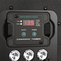 Detail of the 2000W inverter remote display and three illuminated accessory pushbutton switches