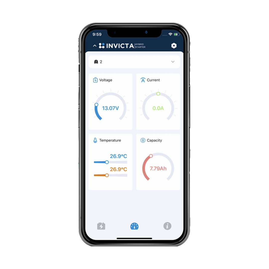 Smartphone displaying Invicta Bluetooth app monitoring battery status