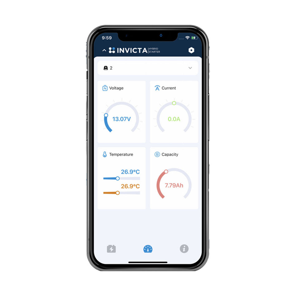 Smartphone displaying Invicta Bluetooth app monitoring battery status