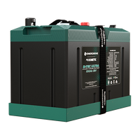 Side perspective of the rugged 100Ah lithium battery showing carry handles and textured green lid