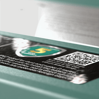 Close-up of the IP67 waterproof rating and 5-year warranty seal