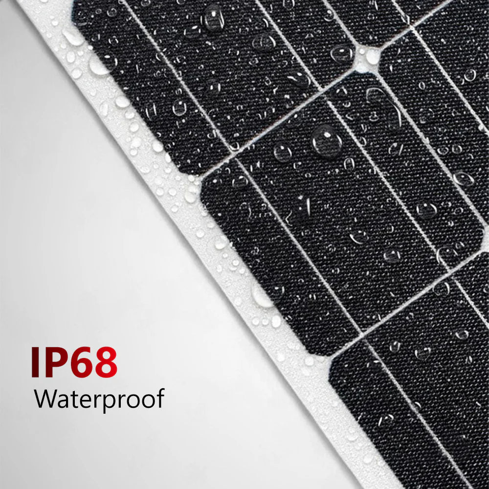 Close up of water droplets on the surface of an IP68 waterproof solar panel
