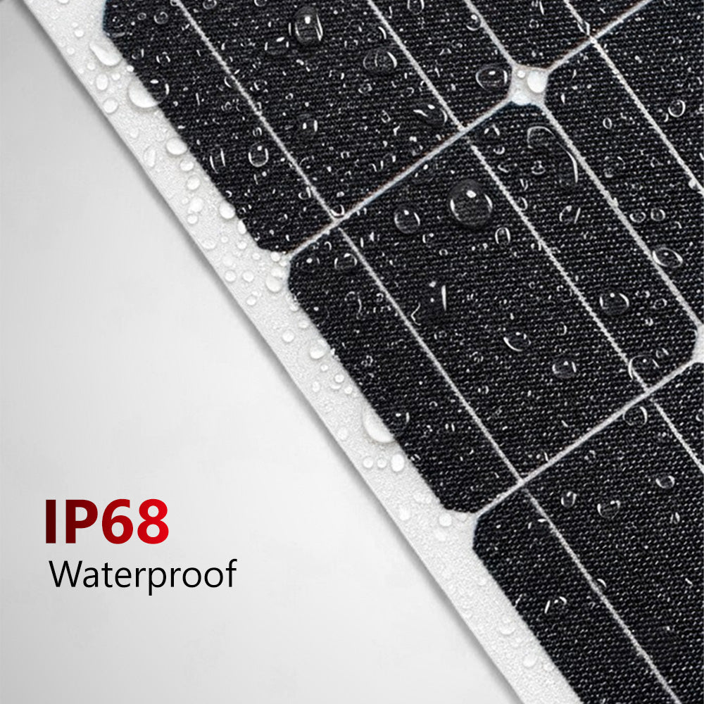Water droplets on the textured surface of an IP68 waterproof solar panel