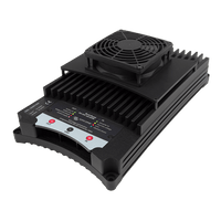 Isometric view of a 100A buck-boost converter showcasing the depth and fan assembly