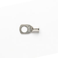 Flat top-down view of a 10mm² M10 tinned copper bellmouth lug
