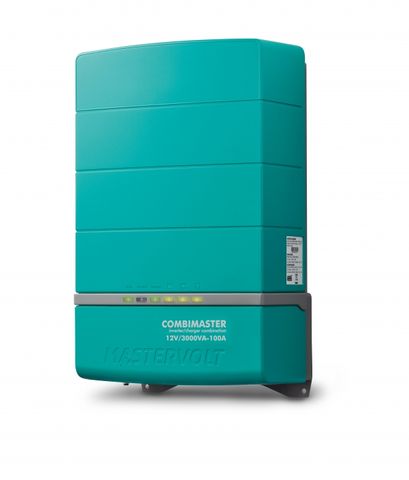 Mastervolt CombiMaster 12/3000-100 inverter charger unit with LED indicators and teal finish