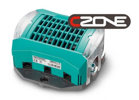 Teal Mastervolt MasterShunt 500 battery monitor with communication ports and clear terminal covers
