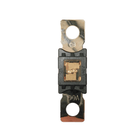 Top-down view of 100A Mega fuse with black housing and clear window