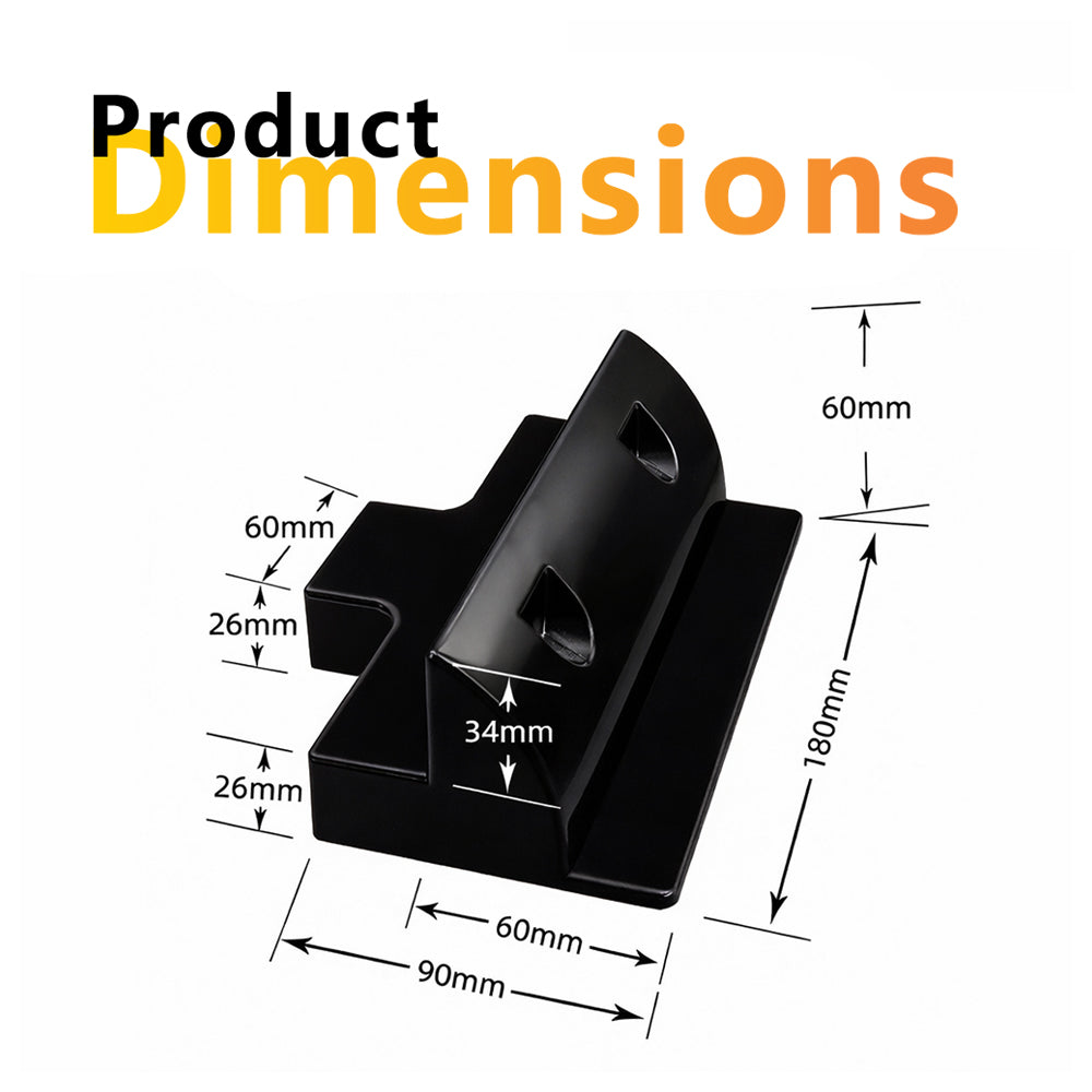 Product dimension diagram of mid bracket showing 180mm length, 60mm width and 60mm height