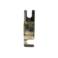 Top view of 100A Midi fuse featuring clear housing and tin-plated terminals
