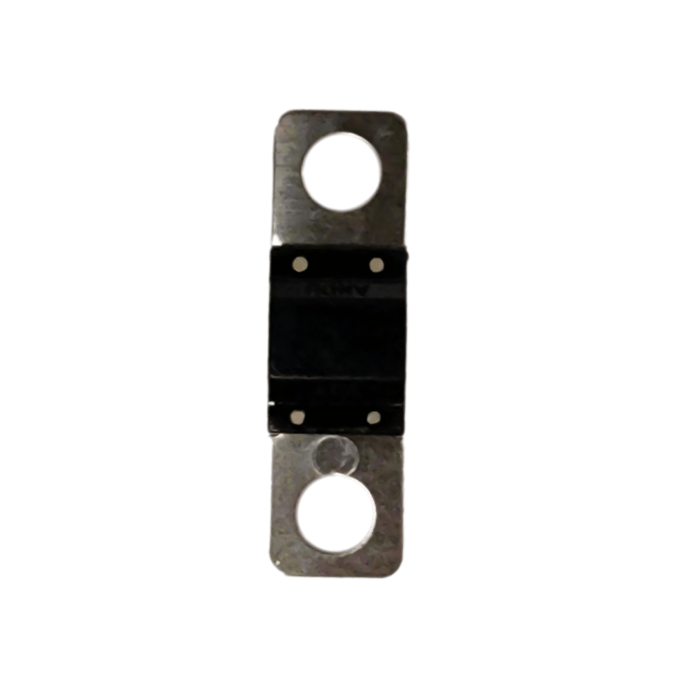 Rear view of 50A Midi fuse showing black nylon housing and metal terminals