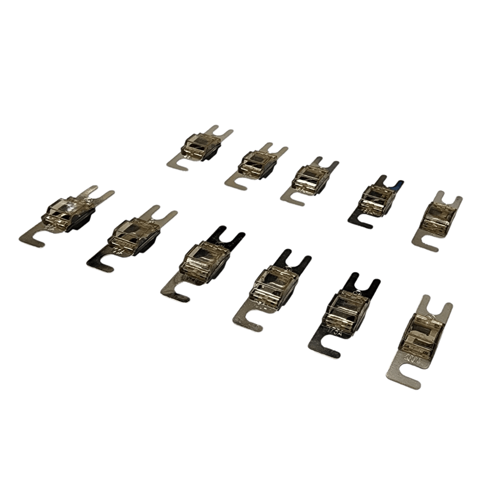 Group display of Exotronic Midi fuses ranging from 23A to 200A ratings