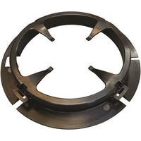 Black circular sensor mounting collar with four internal support prongs and outer retention slots