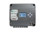 Front view of Morningstar EcoBoost MPPT 40A solar controller with LCD display and dual USB ports