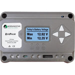 Front view of Morningstar EcoPulse 20A PWM solar controller with digital display and navigation buttons